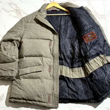 ETRO 에트로 다운 자켓 페이즐리 무늬 실크 XL 상당 그레이