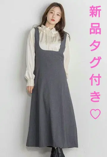 택 포함 새상품 [ QUEENS COURT 퀸즈 코트 ] 스퀘어넥 원피스