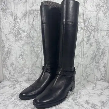 [ 새상품급 ] VISTA 비스타 천연 가죽 롱 부츠 블랙 M