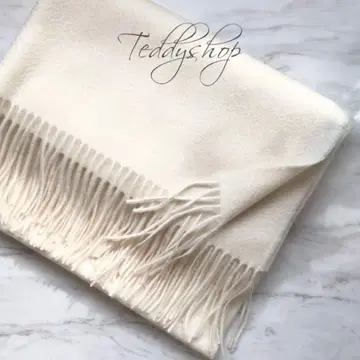 최고급 캐시미어 100% 대형 스톨 밀키 화이트