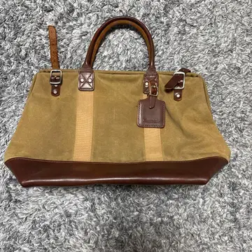 캔버스 가죽 토트백 베이지