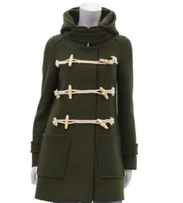 DRESSLAVE 후드 부착 더플 코트 올리브 그린 38