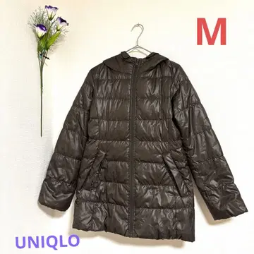 M UNIQLO 다운 자켓 다크 브라운 후드 부착