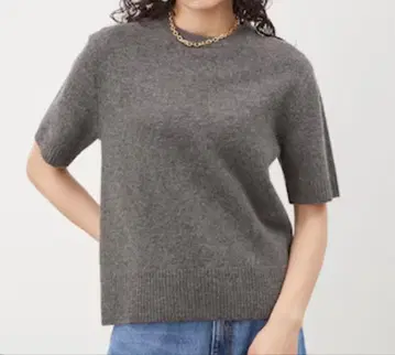 택 포함 미사용품 미라 오웬 미들 케이지 앙상블 풀오버 반팔 니트