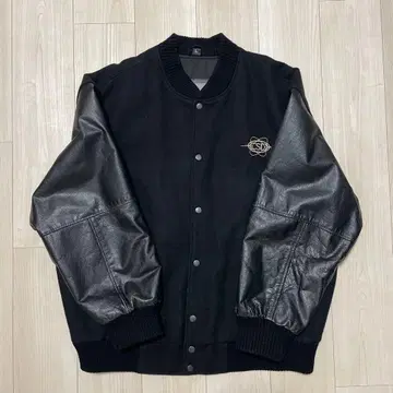 Burk's bay 바시티 자켓 천연 가죽