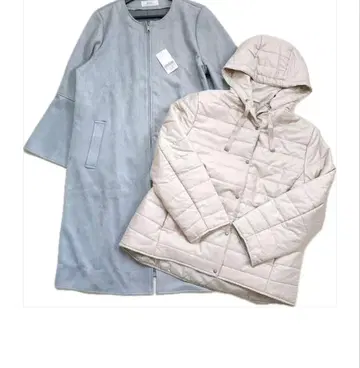 모토마치 Zelal 페이크 스웨이드 후드 부착 패딩 자켓 세트