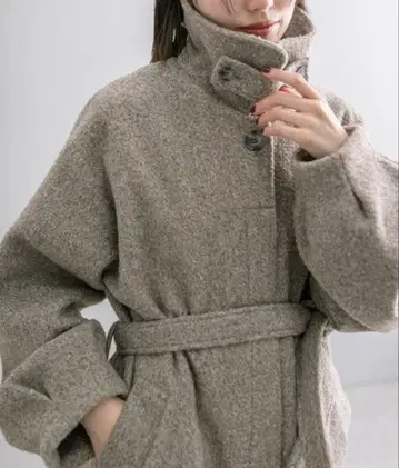 mystic 스탠 칼라 롱 코트