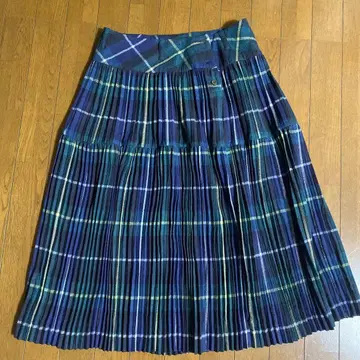 45rpm 울 100% 체크 무늬 플리츠 스커트