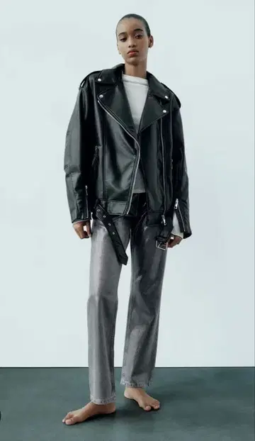 새상품급 ZARA 자라 오버 사이즈 라이더 자켓 L