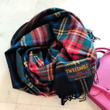 TWEEDMILL 타탄 체크 울 스톨 슬로브 이에나 별주