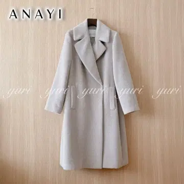 [ 938 ] 새상품급 아나이 알파카 샤기 롱 코트 그레이 36