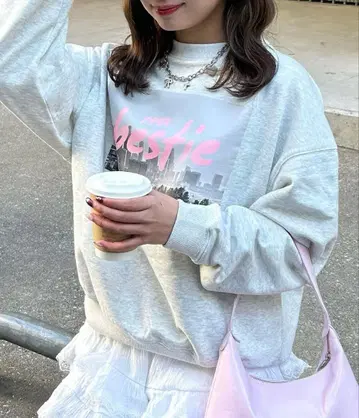 프린트 로고 맨투맨 napinna maison x 4sisters