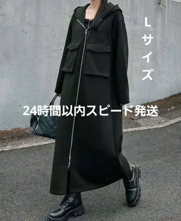 긴팔 후드 더블 지퍼 원피스 속기모 따뜻한 L 사이즈