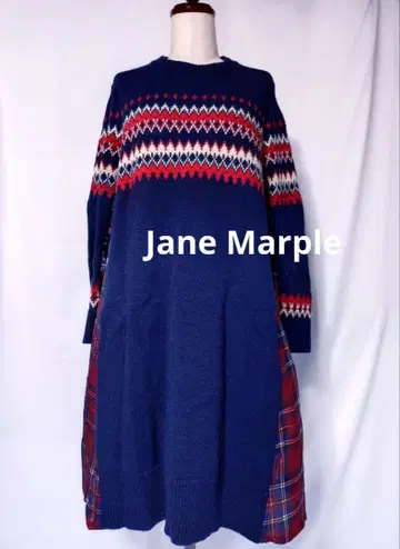 Jane Marple 니트와 타탄 체크 콤비 원피스