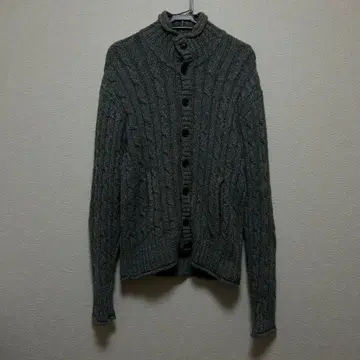 그레이 케이블 짜임 가디건 니트 XL