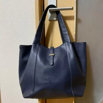 키타무라 네이비 가죽 토트백