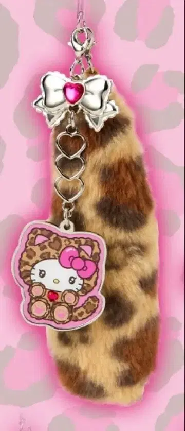 산리오 갸루 고양이 디자인 시리즈 스트랩 헬로키티 레오파드 무늬 꼬리