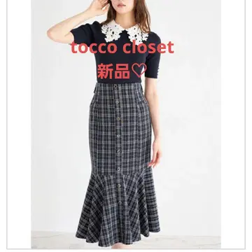 새상품 토코 클로젯 3WAY 허리 리본 포함 트위드 절개 스커트 500