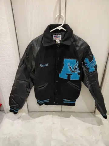 빈티지 바시티 자켓 소매 가죽