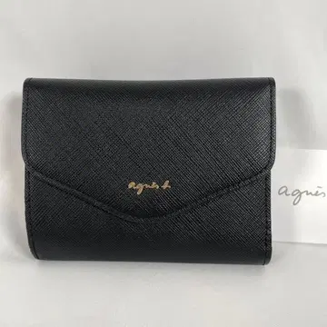 미사용 agnes b. 에네스베 3단 폴더형 지갑 가죽 블랙 현행 모델