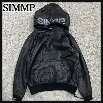 SIMMP. 시 후드티 리얼 가죽 소가죽 블랙 블랙