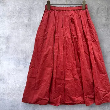 [ UNIQLO 유니클로 ] 플레어 스커트 롱 기장 허리밴딩 레드 S