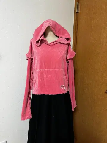 adidas Originals 벨로아 후디 핑크 소매 프릴