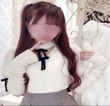 모에냥 암커버 포함 니트 풀오버 화이트 M 사이즈