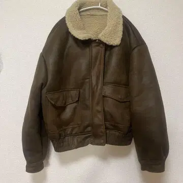 브라운 무스탕 자켓 보아 카라 부착