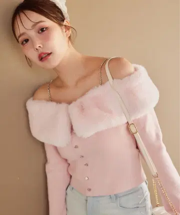 [ Holiday collection ] 인조 모피 비쥬 니트