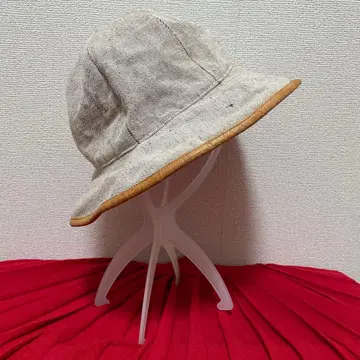 MANIERA 가죽 파이핑 햇 베이지 면 린넨 코튼 모자