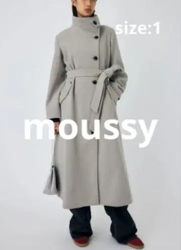 moussy 스탠드 카라 롱 코트