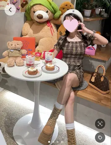 [ 완판템 ] 미셸 마카롱 셔링 체크 미니 원피스 XS 사이즈