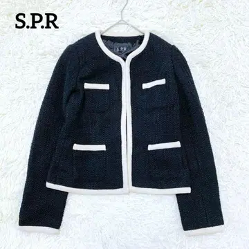 [SPR] 트위드 노카라 자켓(38) 바이컬러 고급 식전