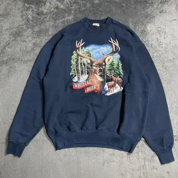 90s MEMBER'S MARK 애니멀 프린트 사슴 맨투맨 멕시코제