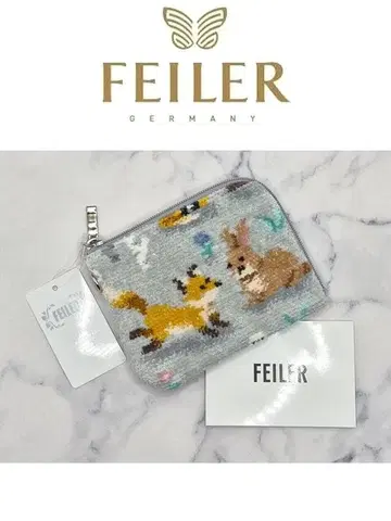 FEILER 윈터 애니멀즈 L자 미니 파우치 페일 블루