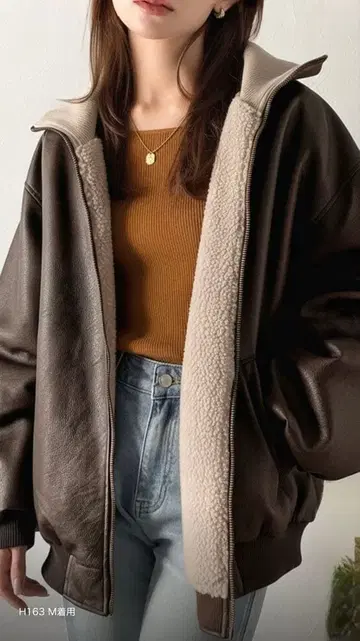 다크 브라운 인조 가죽 자켓 M