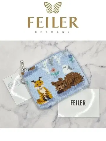 FEILER 윈터 애니멀즈 L자 미니 파우치 실버 그레이