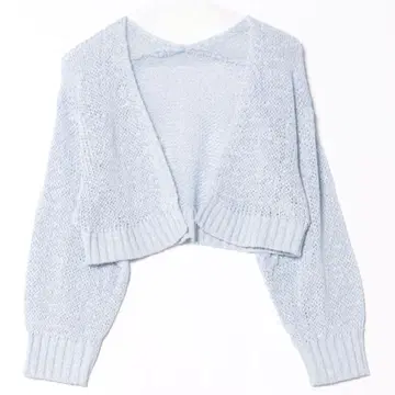 MERCURYDUO 머큐리 듀오 시스루 니트 라메 볼레로 가디건