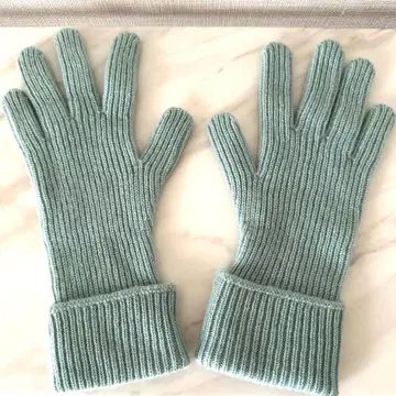 캐시미어 100% 리브 장갑 그린