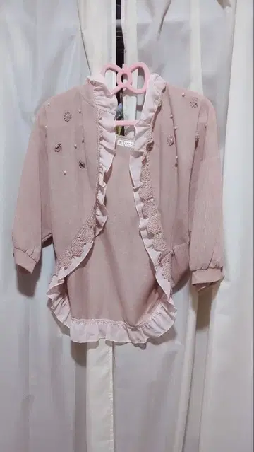 [ axes ] 후드 부착 볼레로 가디건 핑크