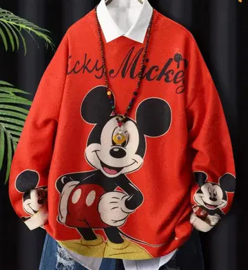 미사용 새상품 Disney 미키마우스 프린트 스웨터 M