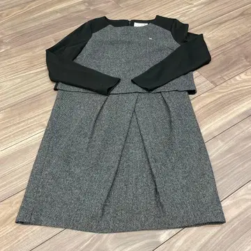 무릎 기장 원피스 블랙 그레이 긴팔