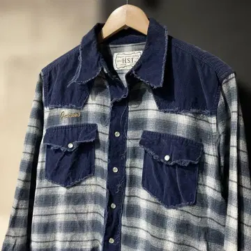 휴스턴 코듀로이 절개 셔츠 밑단 풀림 체인 스티치 자수