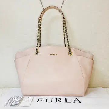 훌라 FURLA 핸드백 토트백 가죽 핑크 체인 핸들