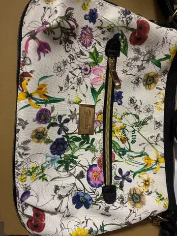 꽃무늬 숄더백 화이트