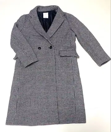 vis 하운드투스 패턴 더블 브레스트 롱 코트 S 사이즈