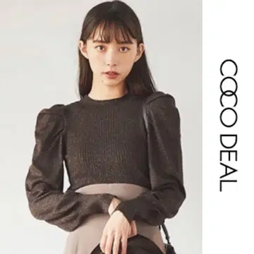 코코딜 퍼프 슬리브 라메 니트