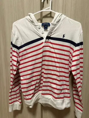 POLO 스트라이프 후드 부착 후드티