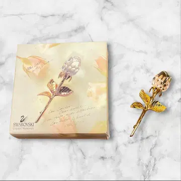 스와로브스키 로즈 브로치 골드 x 크리스탈